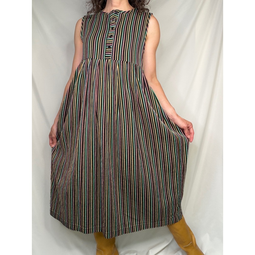 Ace & Jig Cliff Dress Fete Rainbow Stripe Cotton Midi Sleeveless Colorful M - Picture 12 of 14
